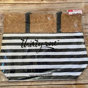 NIP New Thirty-One Getaway Tote in Cabana Stripe